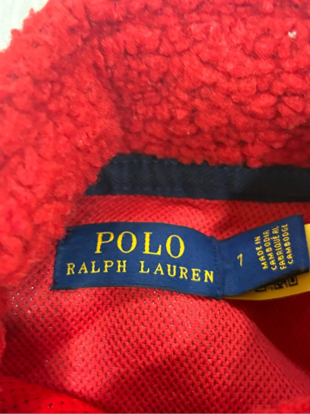 Box #7 Polo Ralph Lauren Boys size 7 Teddy Sherpa Fleece Red/Navy Jacket